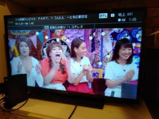 40インチの液晶テレビ。リモコン付