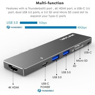 ★MacBook Pro 2015～ Wavlink USB C Hub Type C adapter USB Cハブ グレー★の画像