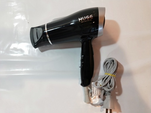 美品　HUGE KHD-1285 小泉　ヘアドライヤー　黒　ブラック　コンパクト　ハイパワー