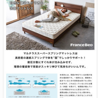 【ほぼ新品】値下げしました。日本製FRANCE BED ダブル マットレスの画像