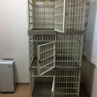 アイリスオーヤマ 猫用3段ケージ 錆びないプラスチック製