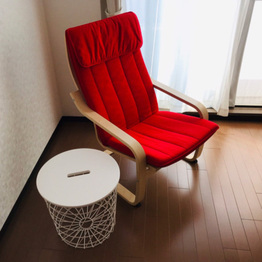 ほぼ新品 IKEA ポエング パーソナルチェア&サイドテーブル セット