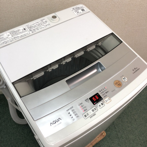 配達無料地域あり＊極美品＊ピッカピカ＊アクア  2017年製＊4.5キロ＊風乾燥＊