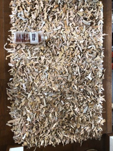 レザー  シャギー ラグ ブラウンミックス