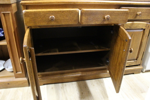 J08274)起立木工 食器棚 メッペル カップボード C123 キッチンボード レンジボード 幅123cm