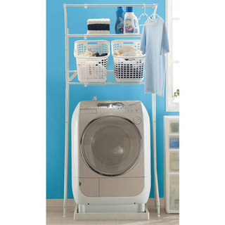 値下げ！☆美品☆ ニトリ 洗濯機ラック(白)の画像