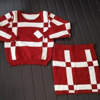 新品♪バイカラー♪ニット♪セットアップ♪の画像