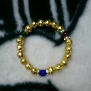 天然石ラバーストーン(メッキ電着)数珠ブレスレット(ﾚﾃﾞｨｰｽ)の画像