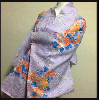 美品✲ﾟ未使用］着物 訪問着 紬 小紋 お出掛け 約155cmの