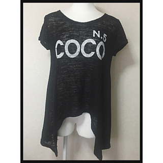 ご購入者様決定パロディ CCマーク シースルー アシンメトリー ニット