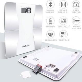 【新品未使用】週末限定特価【2019年最新版】体重計Bluetooth 体組成計 スマホ連動 体脂肪計 12種類測定可能 日本語対応取扱説明書 健康管理 Qimmaol 家庭用 データ自動記録 体重 体脂肪率体水分率 筋肉率 骨量カロリーBMIなど測定 (ブラック)  の画像