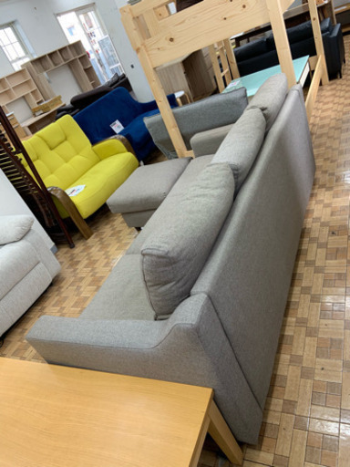 【２年前購入★綺麗な状態】3人掛けソファ オットマン付き 中村家具 上代6.9万円程  (幅198cm) 