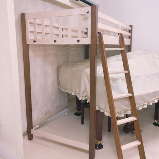 ♪梱包済み♪天然木すのこロフトベッド ホワイトブラウン