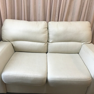 取りに来れる方 IKEA ソファ 合皮 白 コンパクト2人掛け