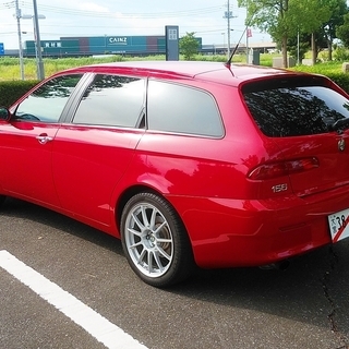 ★予備車検付★アルファ156スポーツワゴン2.0JTS★黒革シート/17アルミ/冬タイヤ4本おまけ付き！ の画像