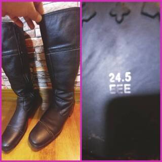 【無料】ロングブーツ（黒）24cm　3Eの画像