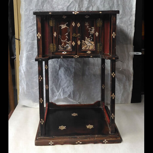 c192 煎茶棚 時代 螺鈿 漆塗 茶道具 煎茶道具 木製