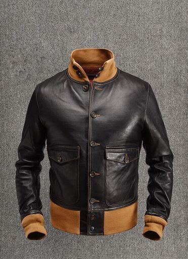 A1空軍飛行ジャケット　上層羊の皮メンズ ショートコート アウター フライトジャケットY_02