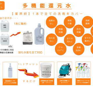 水質を変えて汚れを落とすという発想！全ての素材/汚れ/洗浄剤をカバー「多機能還元水」2000倍希釈で使用した場合、1リットルあたり約2円！！【洗剤コスト削減に】の画像
