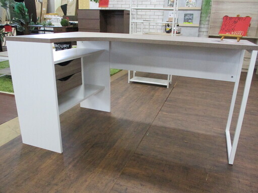 新品アウトレット店頭展示品　デンマーク製　L型デスク　オークブラウン