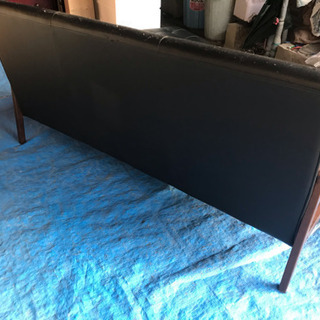 3人掛け レザーソファー ブラック オットマン付きの画像