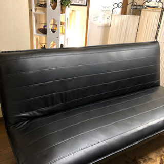 至急希望！ヘタリなし✩.*˚超美品レザー調リクライニングソファベ...