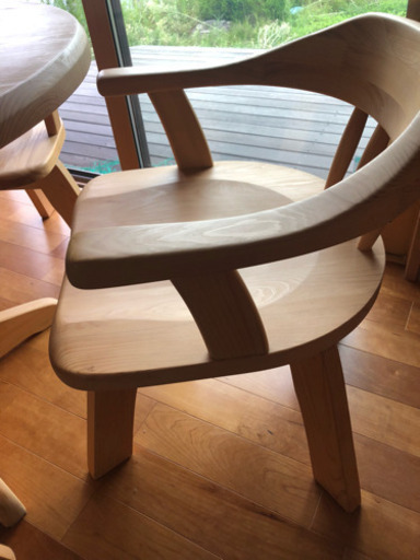 美品 ナチュラル家具 テーブル➕回転チェア（4台）