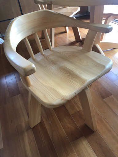 美品 ナチュラル家具 テーブル➕回転チェア（4台）