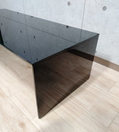 8*47リビングテーブル ローテーブル 机 MKマエダ家具 アクリル天板 黒 ブラック