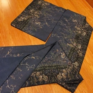 本場大島紬 着物 染め分け 草花