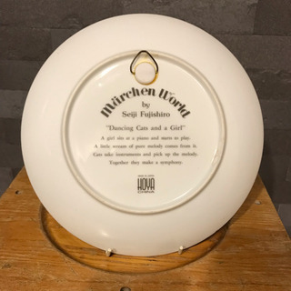 猫好きさん必見！ 藤城清治さんの絵皿（猫と少女の音楽会）の画像