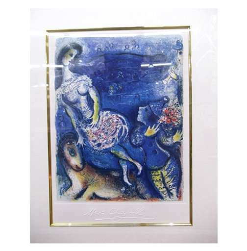 札幌 美品【シャガール 「サーカス＃511」 額装】近代芸術家 Marc Chagall マルク・シャガール 名画 アートポスター  リトグラフ 版画 絵画 洋画 絵 インテリア 本郷通店