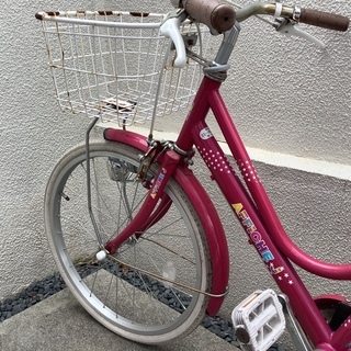 子ども用 20インチ ピンク シティサイクル タイヤパンク