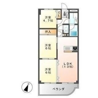 各務原市鵜沼古市場町　３ＬＤＫマンション　家賃６.５万　第２小林保ビル。名鉄犬山線　新鵜沼駅まで徒歩１０分 - 各務原市