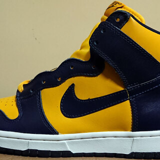 新品未使用 箱付 絶版◆ナイキ ダンク ハイ ☆ NIKE DUNK HIGH ☆ 98年 復刻 US 9/27◆紺黄 デッドストック　ミシガン の画像