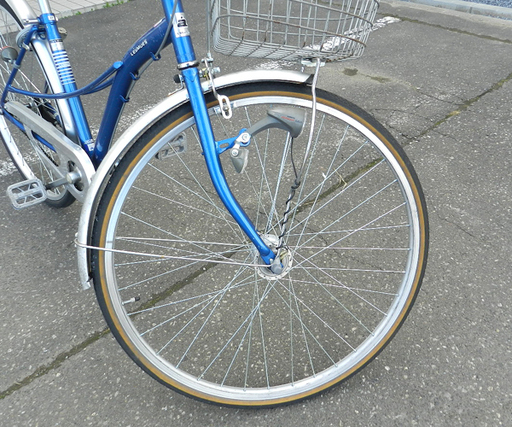 自転車 27インチ シティサイクル カゴ付き ママチャリ ブルー系 屯田店