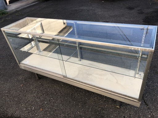 直接 引取限定 自社配送 県内要相談 ガラスケース ショーケース 3段 キャスター付 可動棚 ディスプレイラック 幅182cm×奥行48cm×高さ97cm