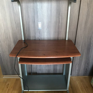 木目柄パソコンデスク パソコンラックの画像