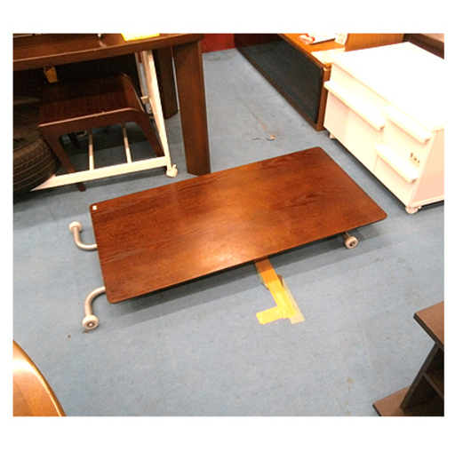 札幌【無段階 昇降式 テーブル】高さ11～70cm リフティングテーブル 昇降テーブル ダークブラウン こげ茶色系 ダイニングテーブル