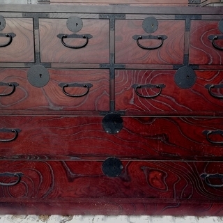 時代風仙台箪笥（現行品）天然欅　カギ付き