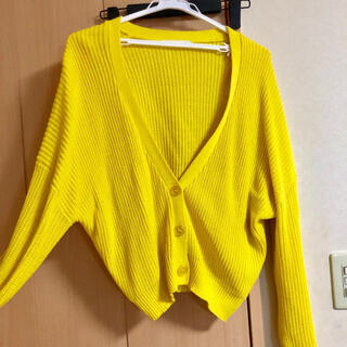 美品★ドルマン風❤︎ イエロー ニットカーディガン の画像