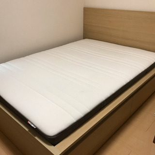 【商談中】IKEA ダブルベッド MALM マルム(マットレス込)