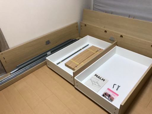 【商談中】IKEA ダブルベッド MALM マルム(マットレス込)