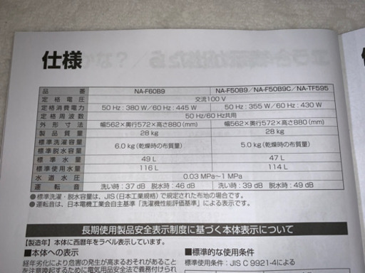 洗濯機 Panasonic NA-F5089