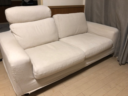 【中古】無印良品 ソファ本体・２シーター・羽根ポケットコイル
