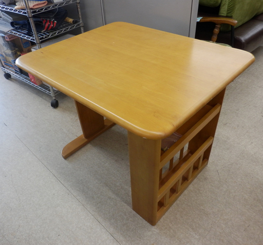 PayPay対応 ダイニングテーブル マガジンラック付き 2人 木目 ナチュラル 900×750 作業台 机 食卓 コンパクト 少人数 札幌市西区西野