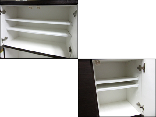 TS ニトリ 大型食器棚 キッチンボードレンジ台 ダークブラウン コンセント付き W120×H200×D50cm