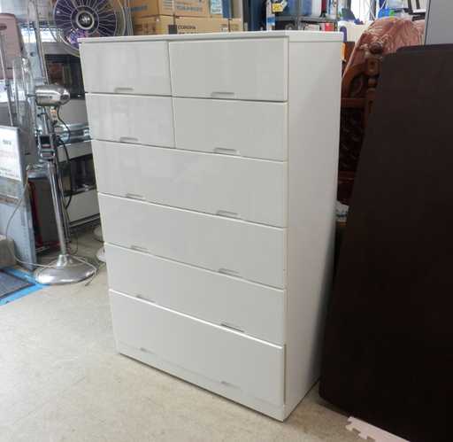 PayPay対応 6段チェスト 白 タンス 88×42×137cm 札幌市西区西野