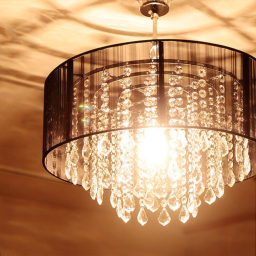 シャンデリア ★ 天井照明 キラキラ クリスタル ブラウン 取り付け簡単