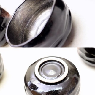 G-1　重量感有り　お椀　115×115×71　429g　9個　黒系　陶器　和食　料亭　ご飯もの　一品料理などの画像